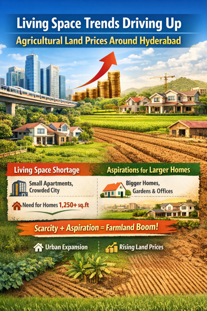 Impact of Living Space Shortage and Larger Home Demand on Farmland Prices in Hyderabad