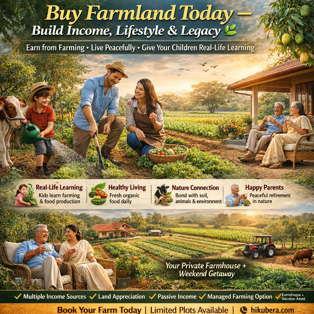 Buy Farmland in India – Family Living, Children Learning & Profitable Investment