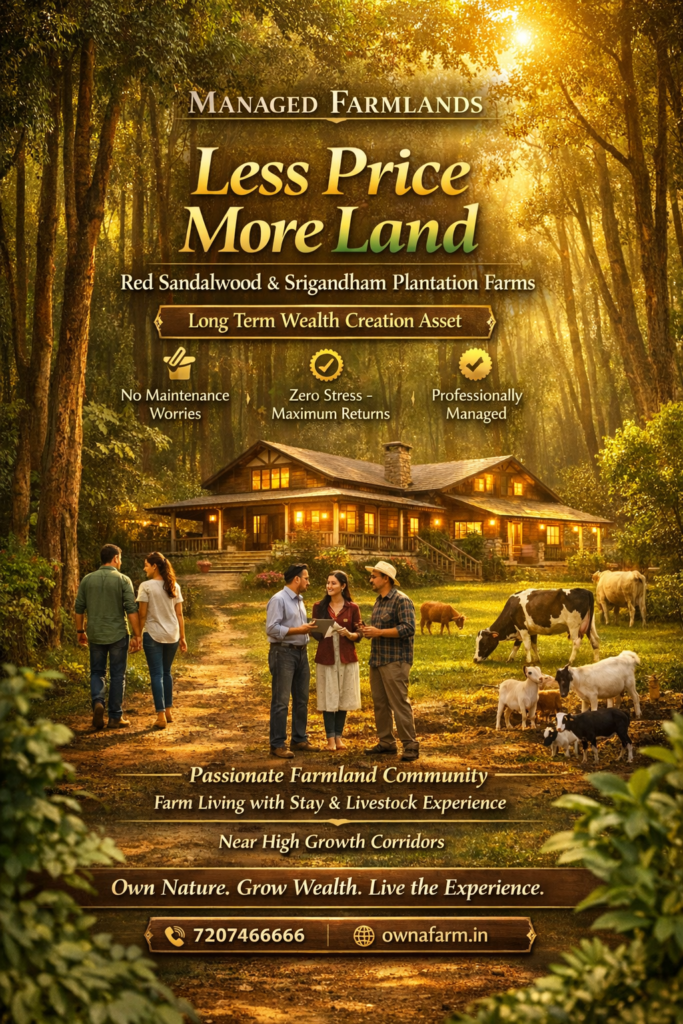 Luxury Managed Farmland with Farmhouse & Sandalwood Plantation for Long Term Wealth Creation