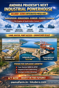 Markapuram Donakonda Kanigiri Pamuru industrial corridor with 40000 acres mega hub, Ramayapatnam port connectivity and Veligonda water project Andhra Pradesh
