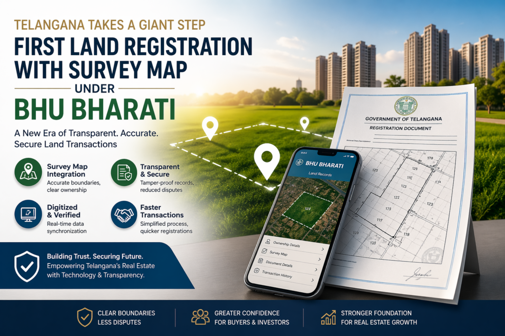 Bhu Bharati land registration Telangana with survey map digital property records system India