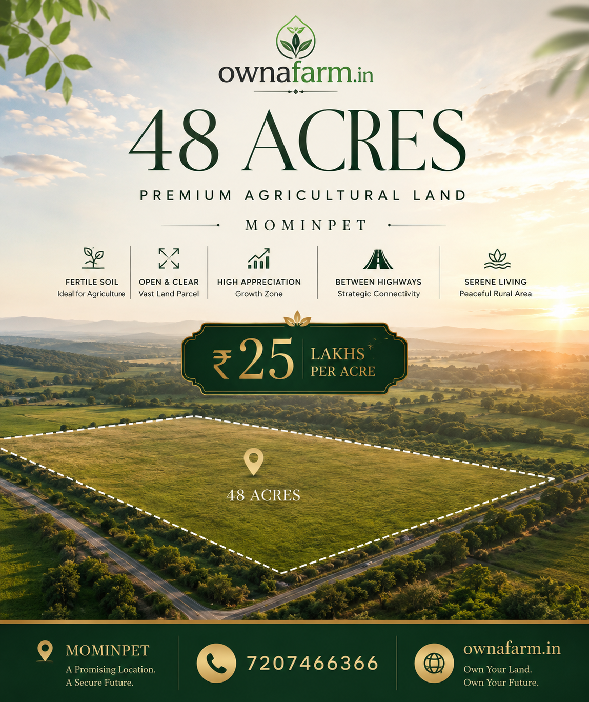 Premium 48 Acres Open Agricultural Land in Mominpet with Fertile Soil and Highway Connectivity