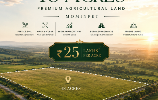 Premium 48 Acres Open Agricultural Land in Mominpet with Fertile Soil and Highway Connectivity